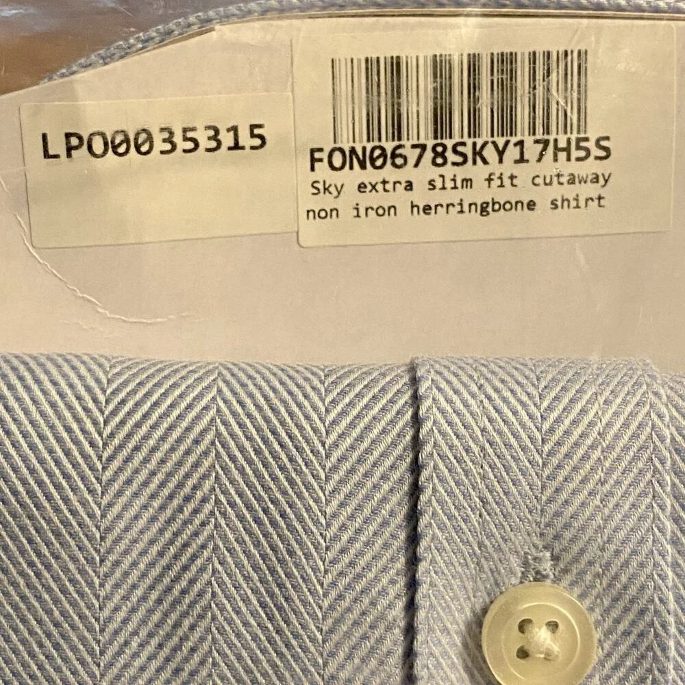 Charles Tyrwhitt ESF Cutaway Collar Non-Iron Herringbone Shirt NWT - Picture 12 of 12